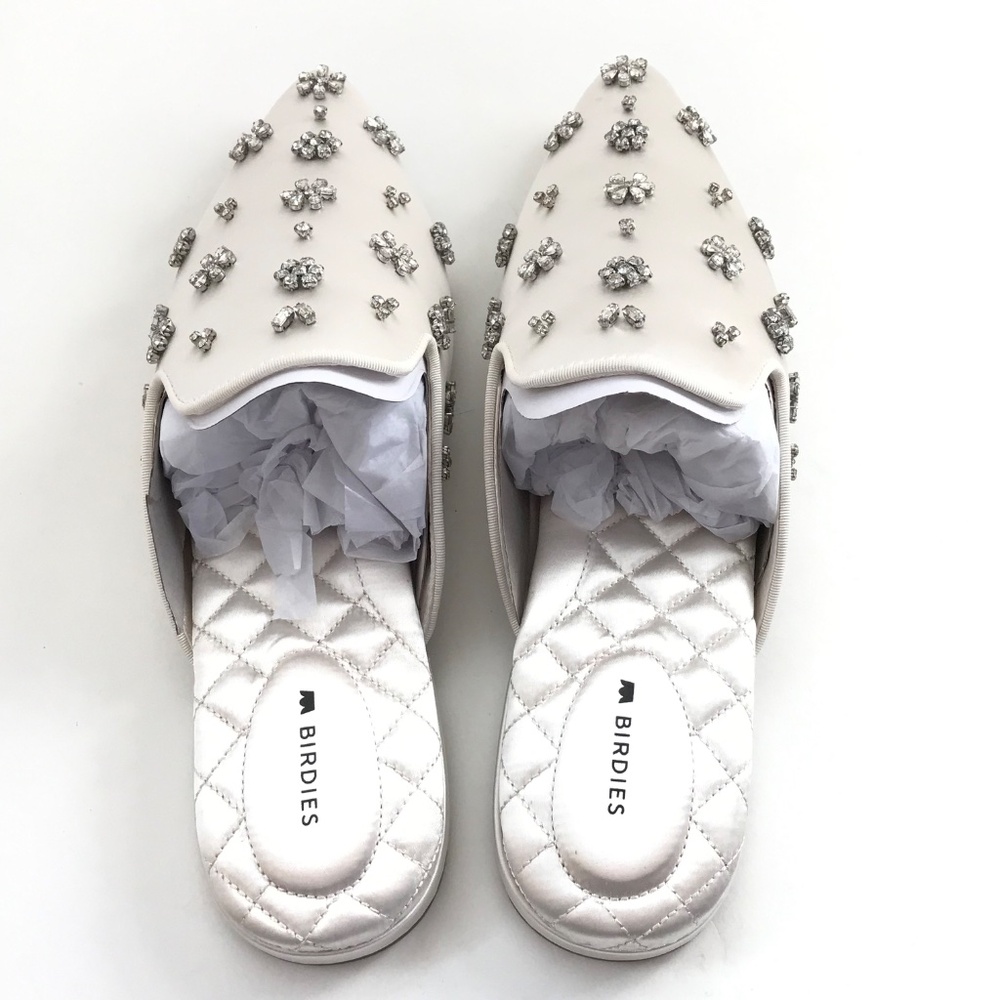 BIRDIES The Dove Satin Mule with Crystal Embellishments Size 8.5 NWT - Picture 9 of 16